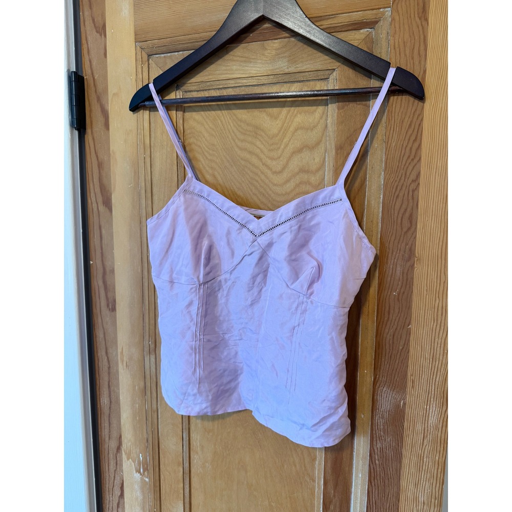 Route 66 Vintage Y2K Lavender 100% Silk Camisole Side Zip Tank Top Womens 4